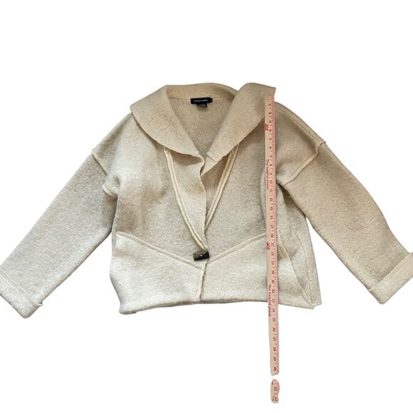 Vintage I.B. Diffusion Wool Mohair Blend Beige Cardigan Sweater With Shawl Colla - Picture 3 of 9